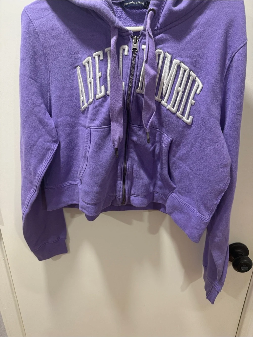 Abercrombie & Fitch Purple Zip Front Hoodie with White Logo - Picture 4 of 7